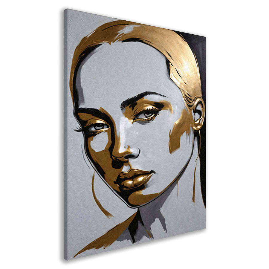 Gouden Portret van een Vrouw met Moderne Kunst canvas