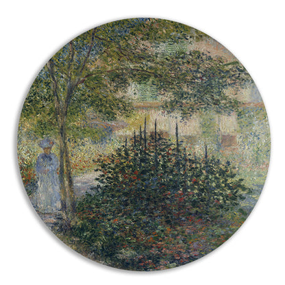 Camille Monet in de tuin van Argenteuil - Claude Monet aluminium muurcirkel