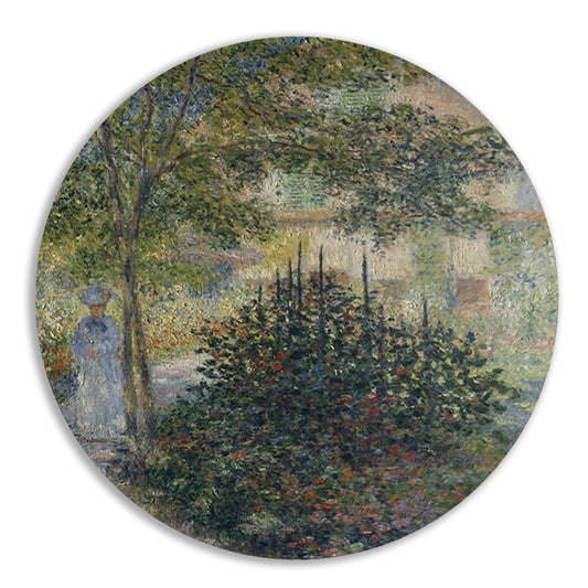 Camille Monet in de tuin van Argenteuil - Claude Monet aluminium muurcirkel