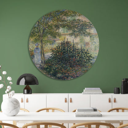 Camille Monet in de tuin van Argenteuil - Claude Monet aluminium muurcirkel