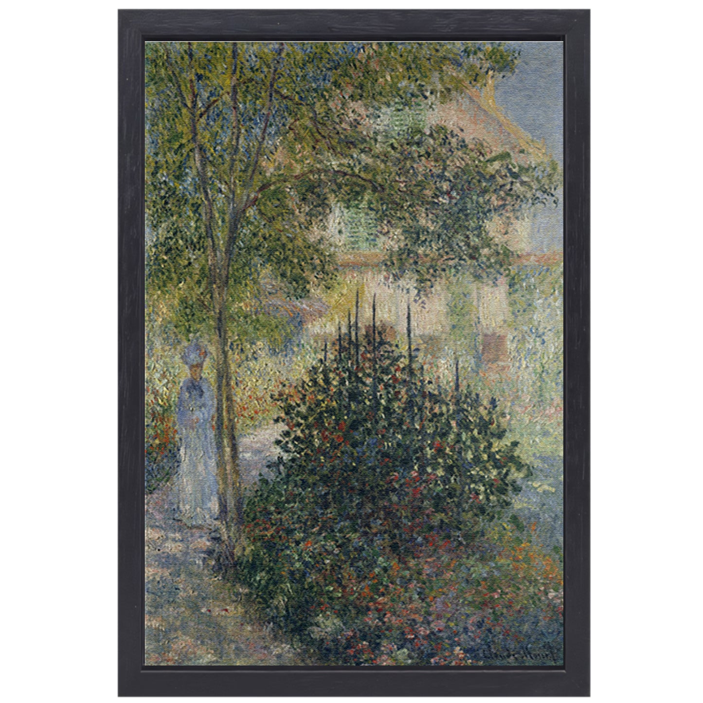 Camille Monet in de tuin van Argenteuil - Claude Monet canvas met baklijst