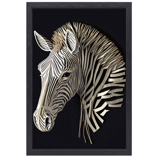 Abstracte zebra, Zwart-wit kunst canvas met baklijst