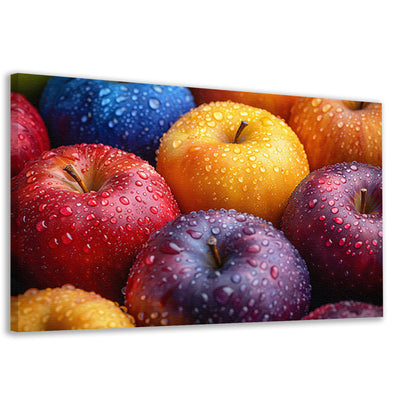 Levendige appels bedekt met dauwdruppels canvas