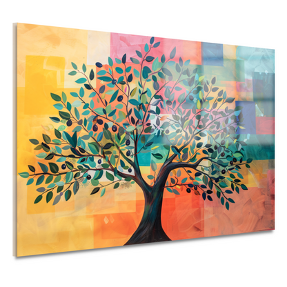 Kleurrijk Abstracte Boomlandschap acrylglas