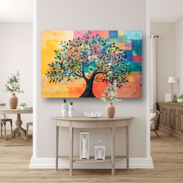 Kleurrijk Abstracte Boomlandschap acrylglas