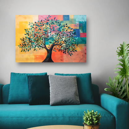 Kleurrijk Abstracte Boomlandschap acrylglas