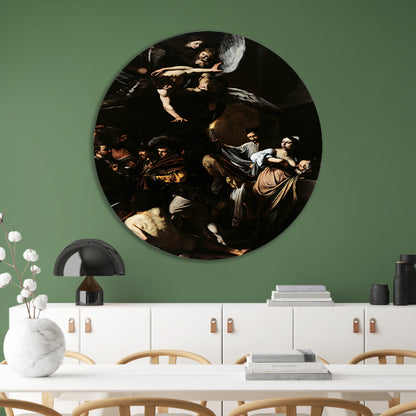 De Zeven Werken van Barmhartigheid - Caravaggio aluminium muurcirkel
