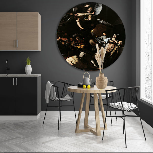 De Zeven Werken van Barmhartigheid - Caravaggio aluminium muurcirkel