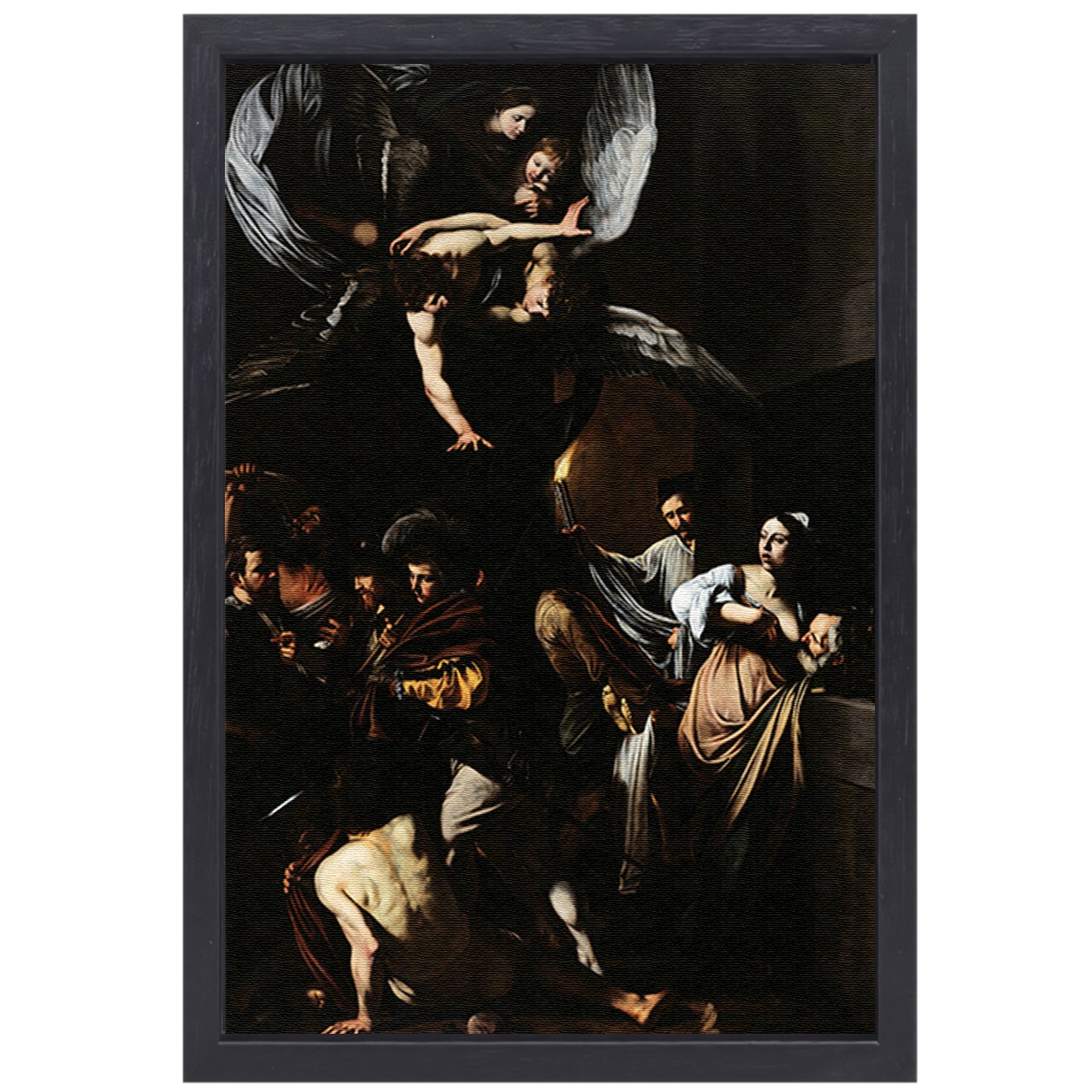 De Zeven Werken van Barmhartigheid - Caravaggio canvas met baklijst
