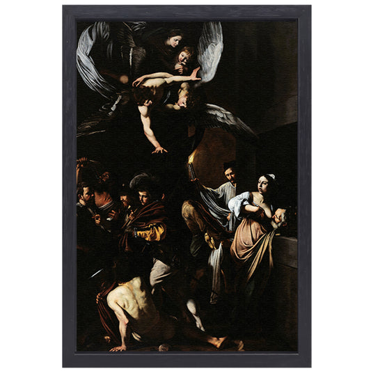 De Zeven Werken van Barmhartigheid - Caravaggio canvas met baklijst
