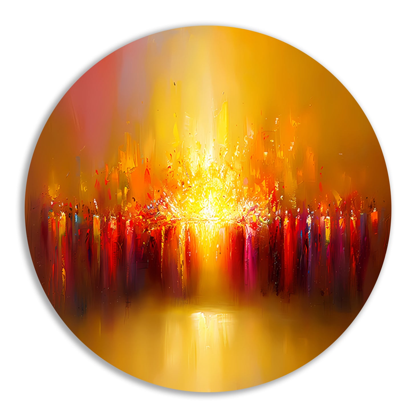Abstracte kleurenexplosie met vulkaan thema forex muurcirkel