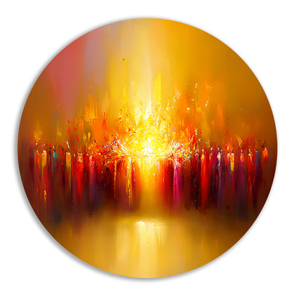 Abstracte kleurenexplosie met vulkaan thema forex muurcirkel