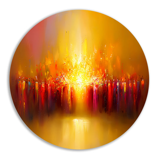 Abstracte kleurenexplosie met vulkaan thema forex muurcirkel