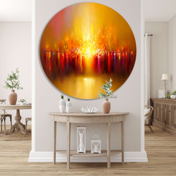 Abstracte kleurenexplosie met vulkaan thema forex muurcirkel