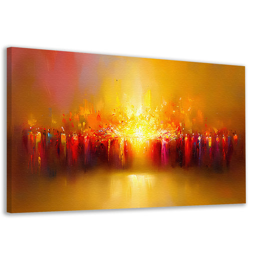 Abstracte kleurenexplosie met vulkaan thema canvas