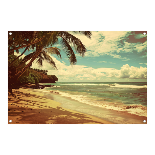 Tropisch Strand met Palmbomen tuinposter