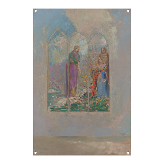 Toewijding in de buurt van een rode struik - Odilon Redon tuinposter