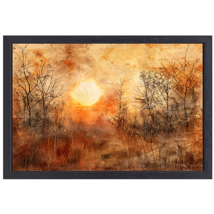 Stille zonsondergang in sepia tonen canvas met baklijst