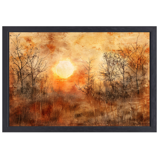 Stille zonsondergang in sepia tonen canvas met baklijst