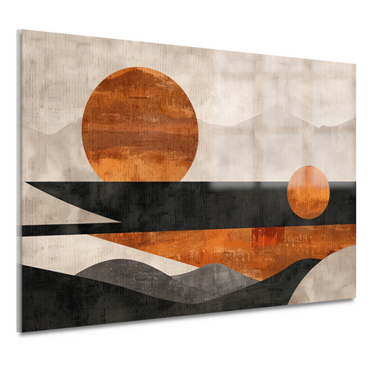 Minimalistische abstracte zonsondergang met kleurcontrast acrylglas