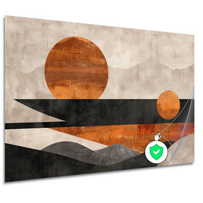 Minimalistische abstracte zonsondergang met kleurcontrast poster