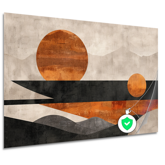 Minimalistische abstracte zonsondergang met kleurcontrast poster