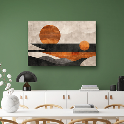 Minimalistische abstracte zonsondergang met kleurcontrast poster
