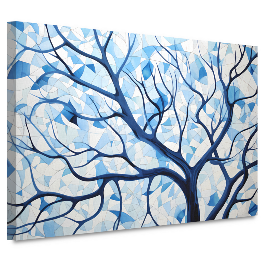 Abstracte Weergave van Blauwe Boomtakken canvas