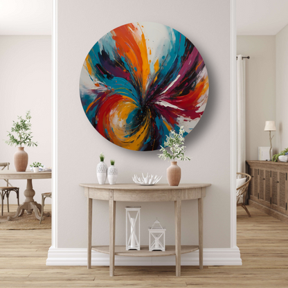Dynamische Dans van Abstracte Kleuren aluminium muurcirkel
