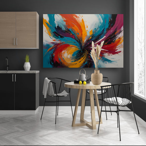 Dynamische Dans van Abstracte Kleuren canvas met baklijst