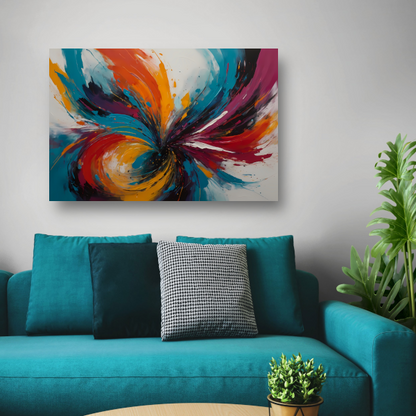Dynamische Dans van Abstracte Kleuren canvas met baklijst