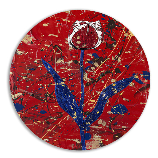 Abstracte tulp met dynamische verfspetters forex muurcirkel
