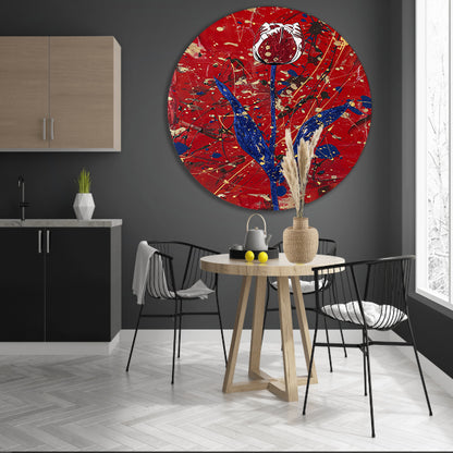 Abstracte tulp met dynamische verfspetters aluminium muurcirkel