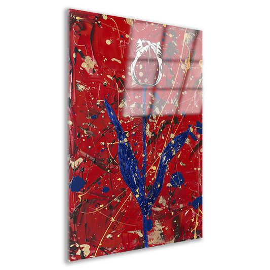 Abstracte tulp met dynamische verfspetters acrylglas
