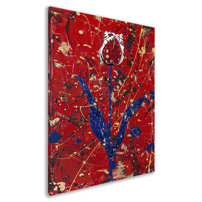 Abstracte tulp met dynamische verfspetters canvas
