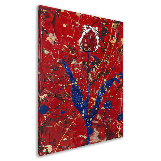Abstracte tulp met dynamische verfspetters canvas