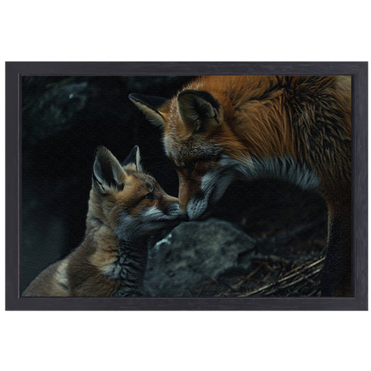 Intiem moment tussen twee vossen canvas met baklijst