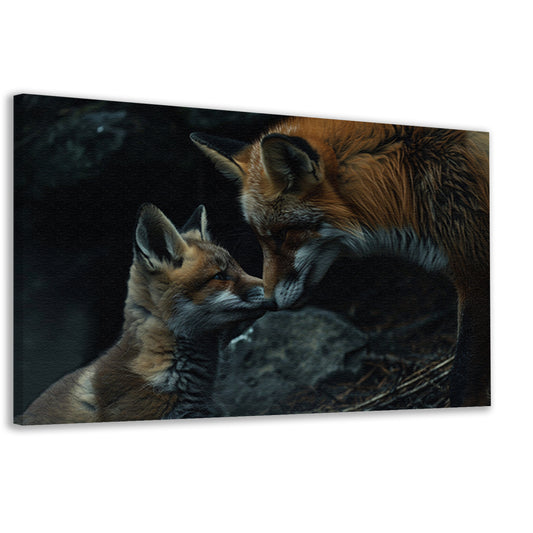 Intiem moment tussen twee vossen canvas