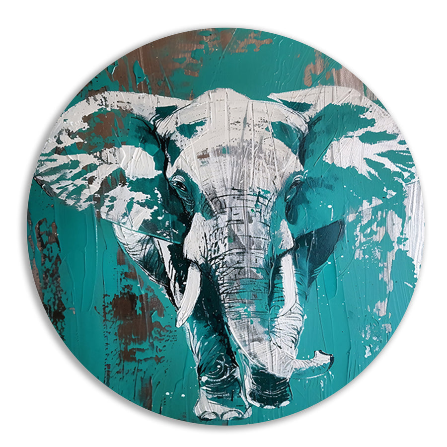Abstract schilderij van turquoise olifant forex muurcirkel