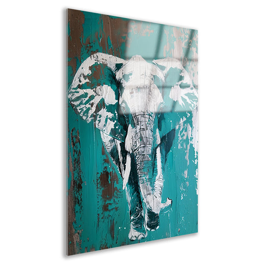 Abstract schilderij van turquoise olifant acrylglas