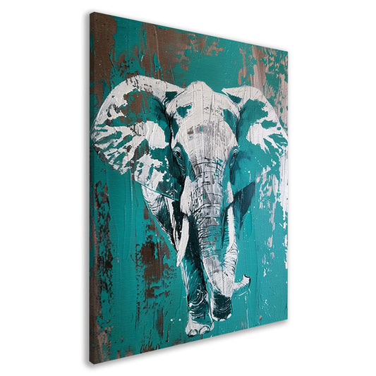 Abstract schilderij van turquoise olifant canvas