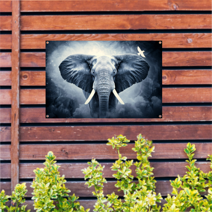 Silhouet olifant zonsondergang tuinposter