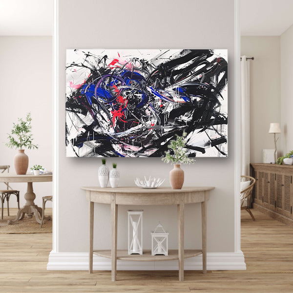 Dynamisch abstract kunstwerk met levendige kleuren poster