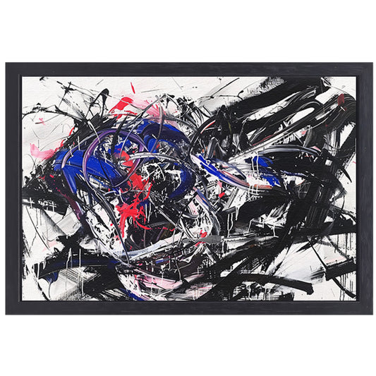 Dynamisch abstract kunstwerk met levendige kleuren canvas met baklijst