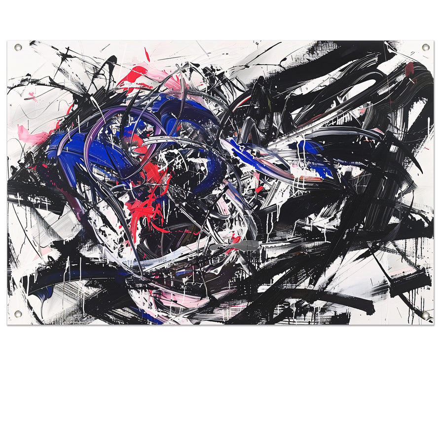 Dynamisch abstract kunstwerk met levendige kleuren tuinposter