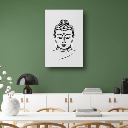 Zen Boeddha Minimalistisch Lijntekening Portret poster