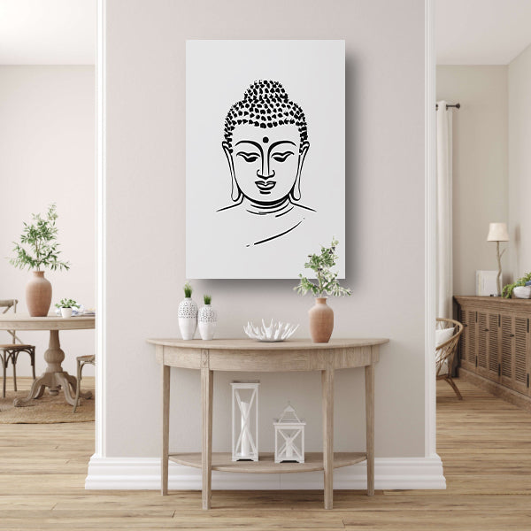 Zen Boeddha Minimalistisch Lijntekening Portret poster