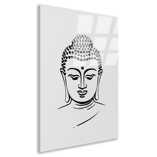 Zen Boeddha Minimalistisch Lijntekening Portret acrylglas