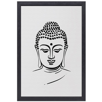 Zen Boeddha Minimalistisch Lijntekening Portret canvas met baklijst