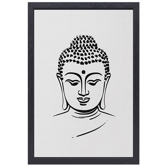 Zen Boeddha Minimalistisch Lijntekening Portret canvas met baklijst